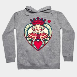 Retro Queen of Hearts Playing Card Graphic Hoodie